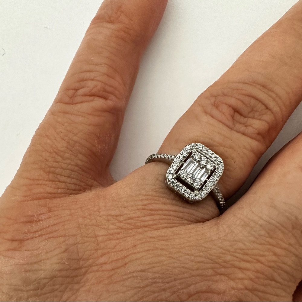 925 Silver baguette cz RING trending style - Picture 3 of 8